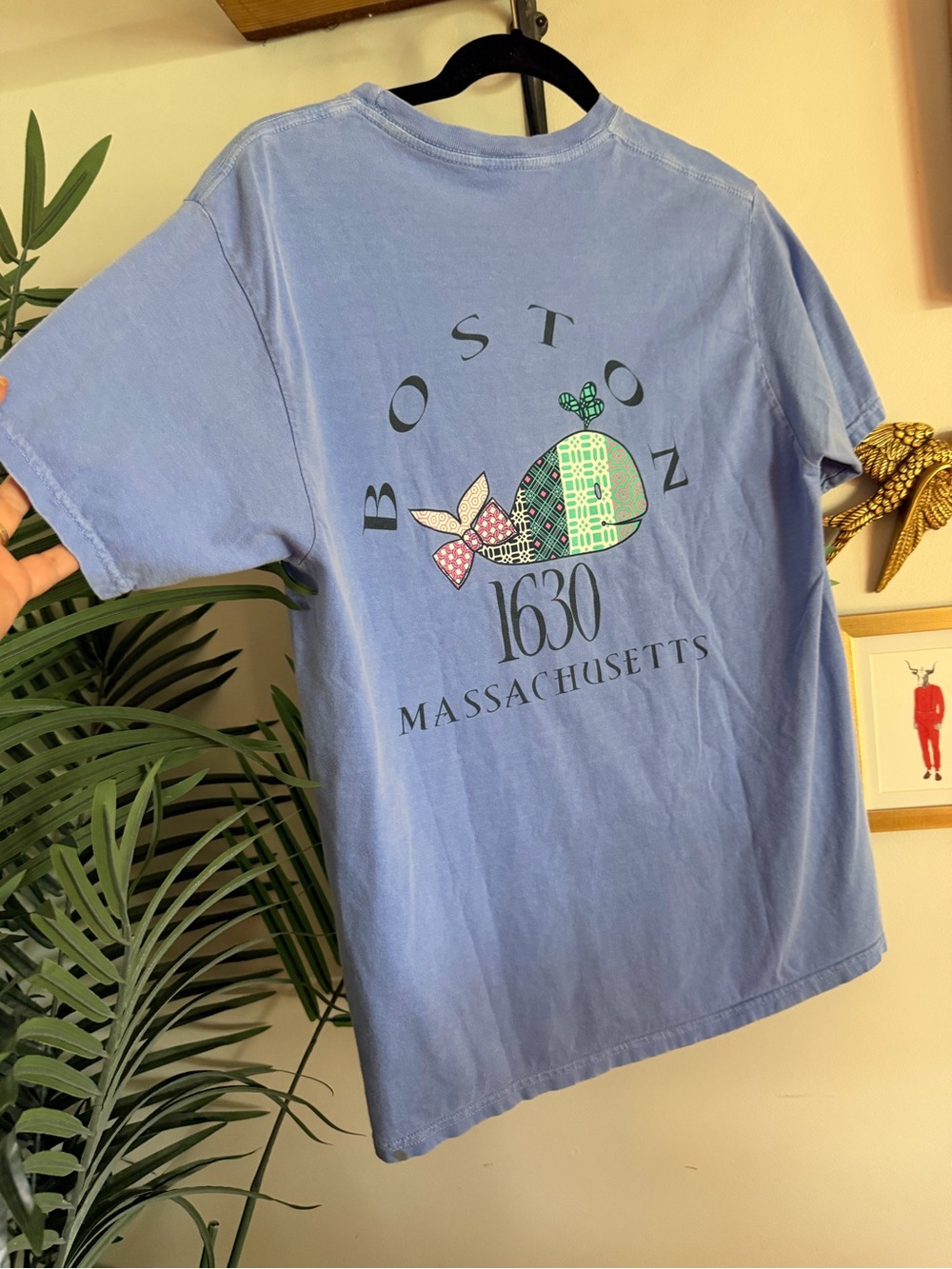Vintage Boston Massachusetts Whale Graphic Tee - Blue - Picture 3 of 7